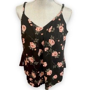 Torrid Women’s Tank Top Size Large 0X Floral Black Pink Adjustable Straps Career